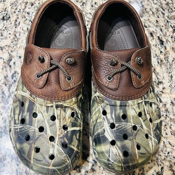 Camo Crocs Islander Sport RealTree Camouflage Leather Clog Lace Up Size Men's 12 - Picture 1 of 12